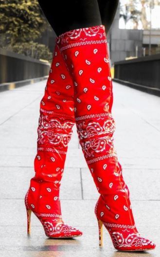 Ladies Boots Black Bandana Thigh High Boots Custom Thigh High Boots